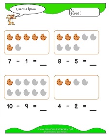 Çıkarma İşlemi Çalışma Sayfaları